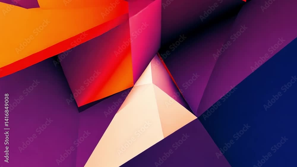 Poster vibrant abstract geometric shapes in dynamic composition showcase vivid colors and energy, with shar