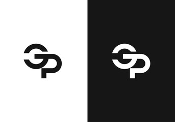 GP, PG initial letters monogram logo