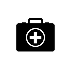 Obraz premium First Aid Kit Icon Black and White Medical Bag Symbol