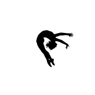 Dynamic Silhouette of a Female Gymnast Performing a Back Handspring
