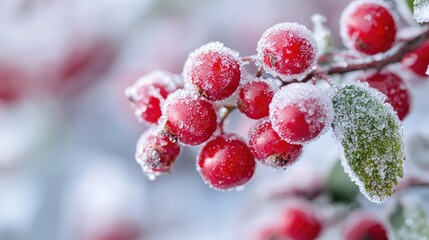 Frosty red berries winter nature closeup photography image