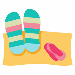 "Flip Flops on Beach Towels Vector &ndash; Summer Sand Scene AI Design