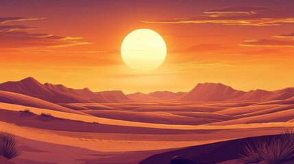 Desert Landscape at Sunset