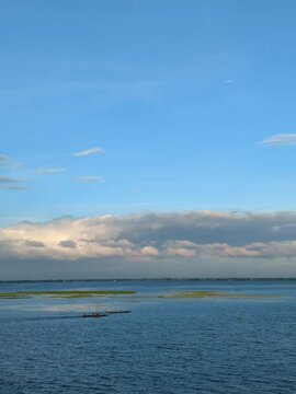 small boat in backwaters river landscape view