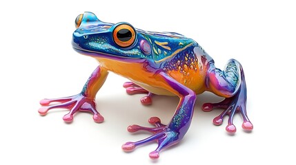 Vibrant Frog with White Background.