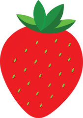 Fresh Red Strawberry Macro Closeup with Glossy Texture and Green Leaf.