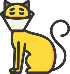 Cat Recovery Cone Filled Line Icon
