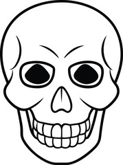 Human Skull Line Art Vector – Black Outline Illustration
