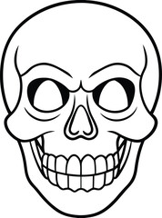 Grinning Skull Line Art Vector – Bold Black Outline Illustration