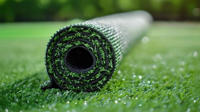 artificial lawn in rolls. Selective focus
