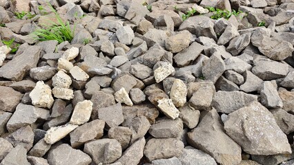 A pile of gray rocks and stones.