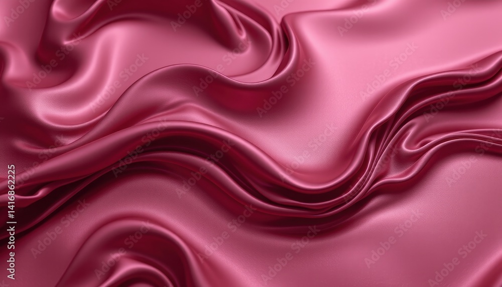 Poster smooth pink satin fabric with flowing waves and soft texture.
