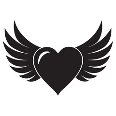 Obraz premium Black and White Heart with Wings Vector Graphic 