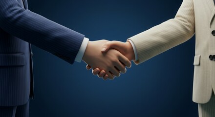 Two businesspeople shake hands, signifying a successful deal or partnership.