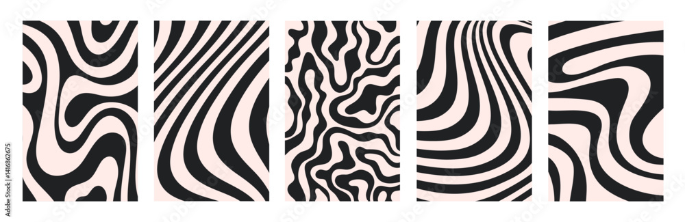 Aufkleber abstract set vertical backgrounds with dynamic waves. trendy vector illustration in style retro 60s,