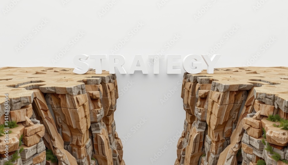 Poster a conceptual image depicting cliffs with the word 