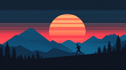 Naklejka premium Motivational quote overlaying a runner sprinting against the sunset