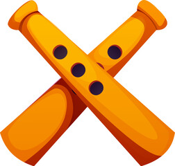 Cartoon letter X crafted from two crossed flutes, musical font alphabet character. Wind music instrument typeface, entertainment funny type, English abc typography. Isolated vector musician symbol