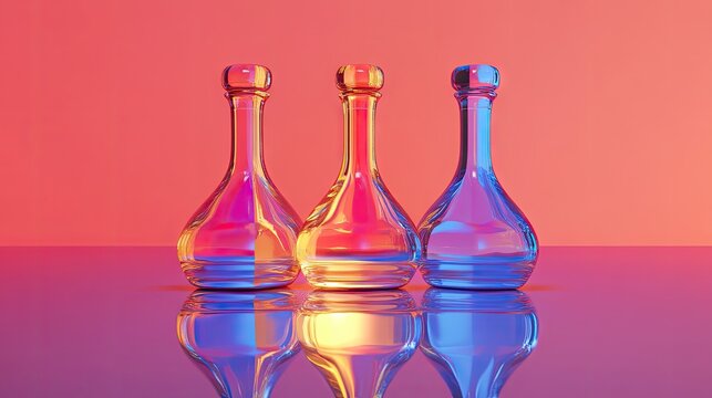 Set of Squart bottles in primary colors on reflective surface