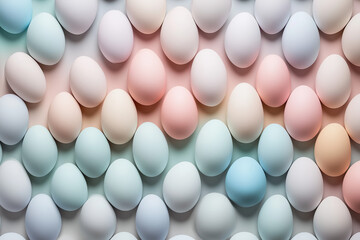 A clean, geometric pattern of eggs in rows, with alternating pastel hues