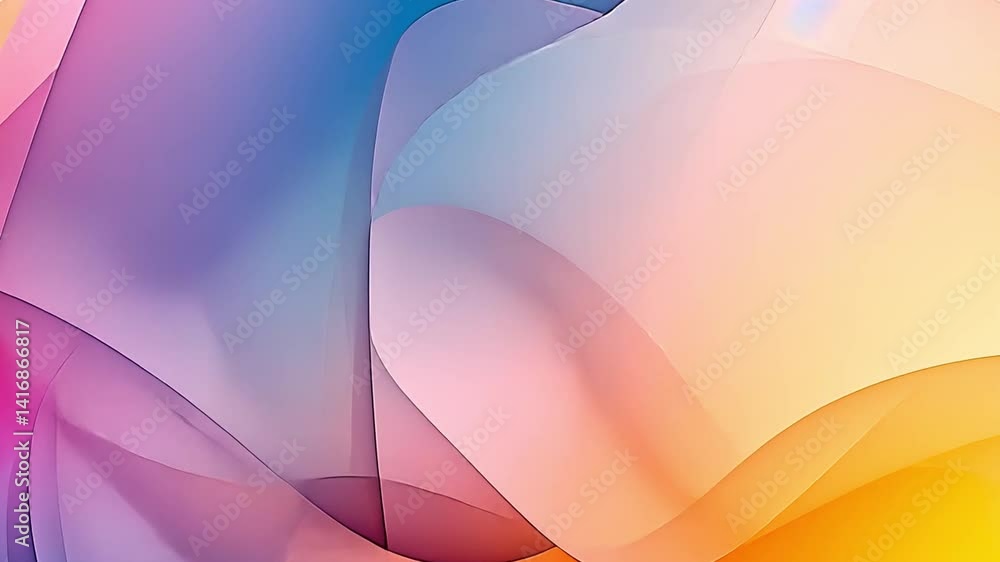 Poster serene abstract design soft pastel colors and smooth curves create calming gradients for modern, vib