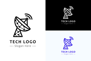 illustration of satellite made with neuro web, icon, vector logo for astronauts, space, blockchain, deep learning, data analyst, data collection, information technology, database, and more