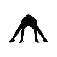 Football Player Stretching Legs Silhouette