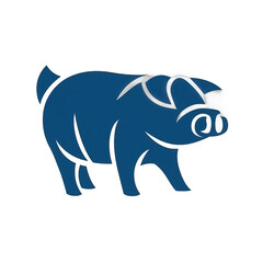 Obraz premium A stylized blue pig illustration, depicting a cartoonish animal in a playful pose, suitable for branding or creative projects , isolated on white or transparent png
