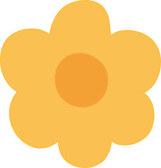 Simple yellow five‑petal flower cartoon clip art on transparent