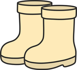 Cute yellow rain boots pair, simple kids footwear illustration