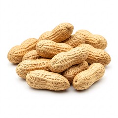 Pile of peanuts in shell isolated on white background.