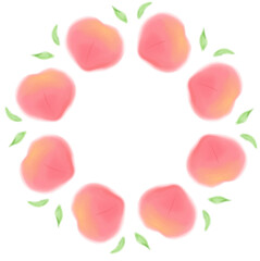 Pastel peach wreath frame, hand‑drawn fruit border clip art