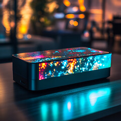 Interactive holographic gaming console home digital entertainment modern living room user experience aofthanit