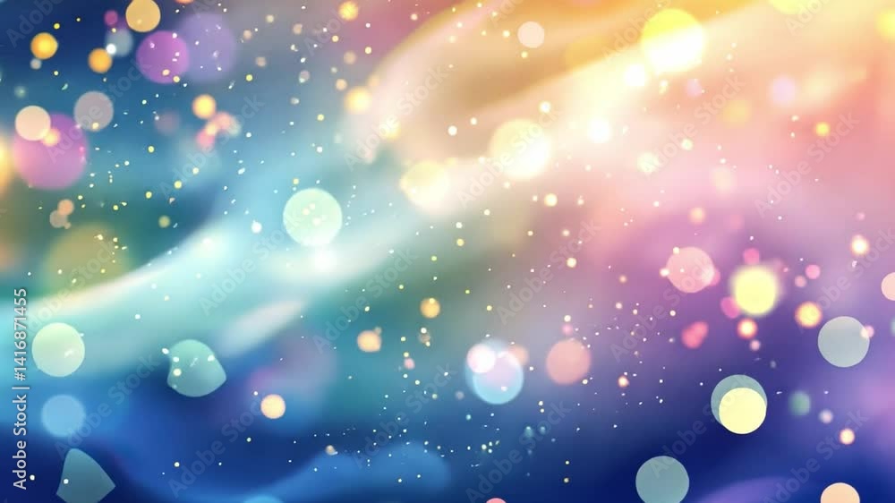 Poster vibrant abstract background with colorful bokeh lights and soft swirls creating dreamy, festive atmo