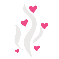 A group of pink hearts in different sizes floating upward. Cute and minimal illustration suitable for Valentine’s Day, romantic designs, greeting cards, or love-themed projects.