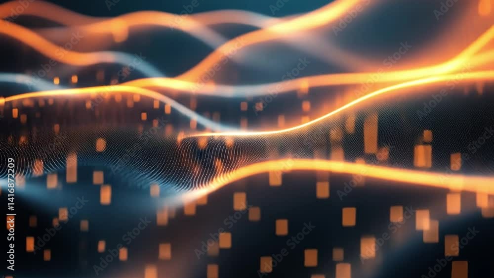Poster digital waves an abstract journey of light, particles, and energy flow in technology design, showcas