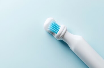 Close-up View of a Modern Electric Toothbrush Head with Soft Bristles, Ready for Effective Oral Hygiene.