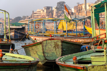 India Uttar Pradesh Varanasi sailing on the Ganges