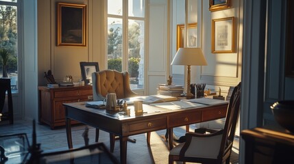 Fototapeta premium Elegant Home Office with Natural Light
