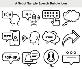 Set of Black Line Speech Bubbles, Communication Concept, Dialogue Icons with transparent background