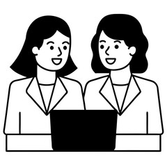 Vector art illustration of two businessmen working