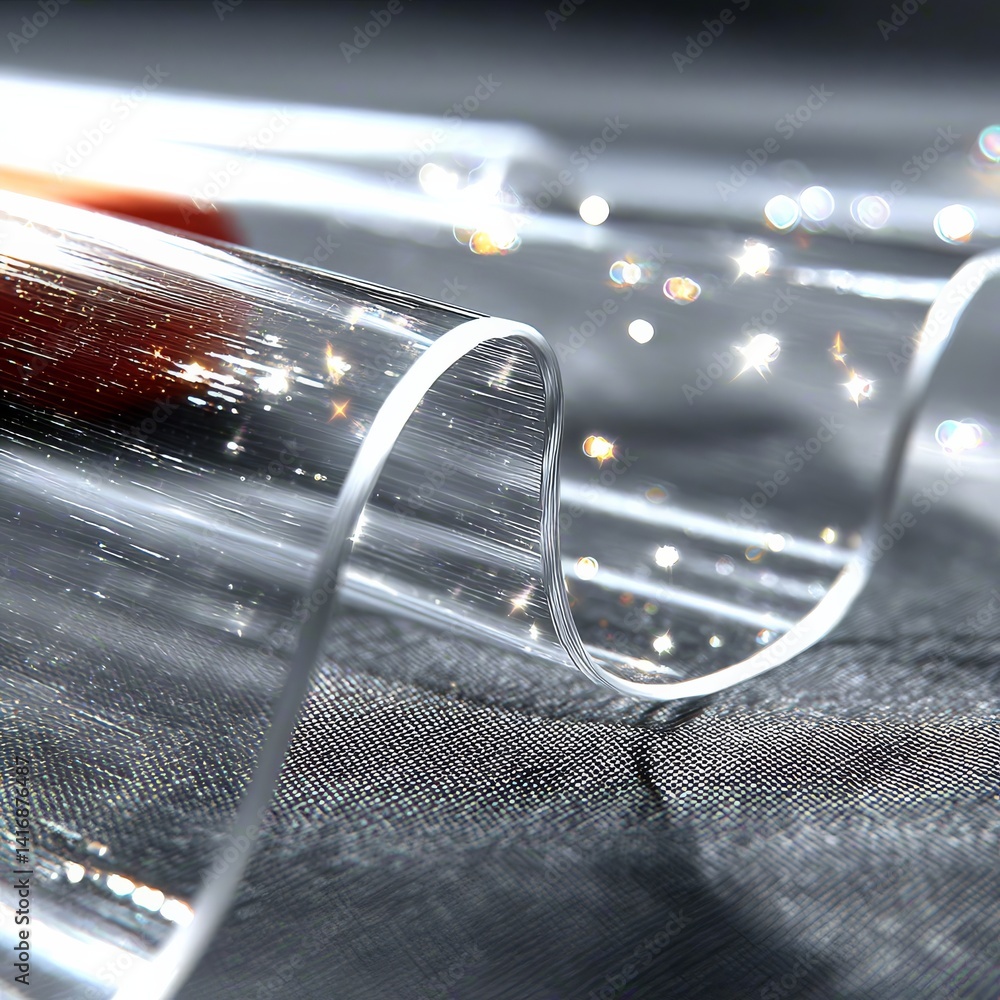 Leinwandbilder Abstract Shot of Light Refracting through Glass on Textured Surface, Creating Sparkling Bokeh