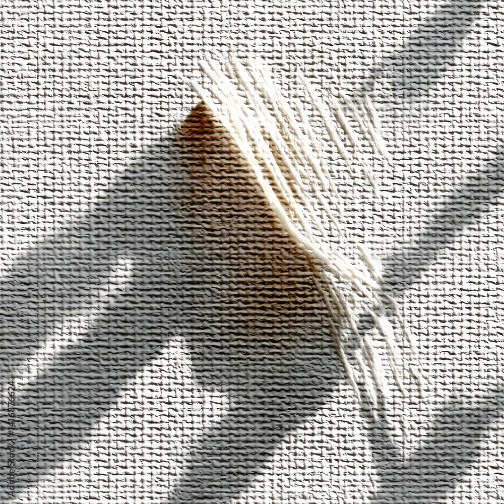 Aufkleber Abstract Texture of Woven Fabric with Feathered Shadow Pattern, White Background and Rough Surface, Macro Shot