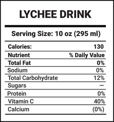 Lychee Drink Nutrition Facts design