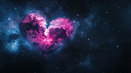 Obraz premium Beautiful heart-shaped nebula floating in outer space filled with vibrant colors and sparkling stars