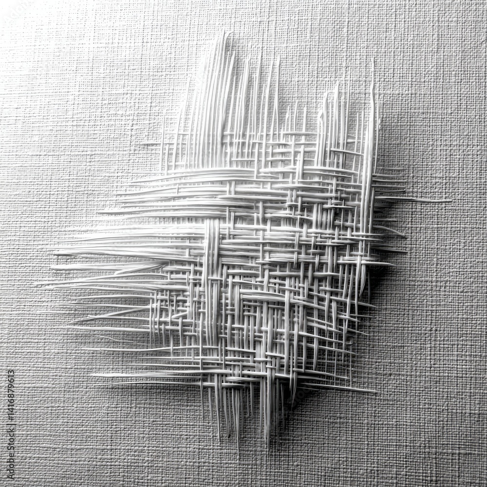 Aufkleber Monochrome Woven Texture: An Abstract Study in Lines, Shadows, and Composition with Threads Creating an Intricate Pattern