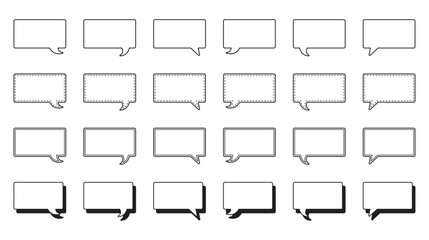 シンプルな四角形の吹き出し セット