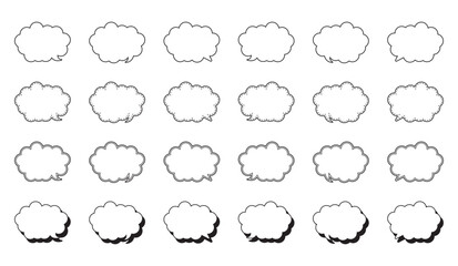 シンプルな丸みのある雲形 吹き出し セット
