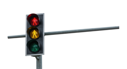 Isolated Pedestrian Traffic Light with All Signals On