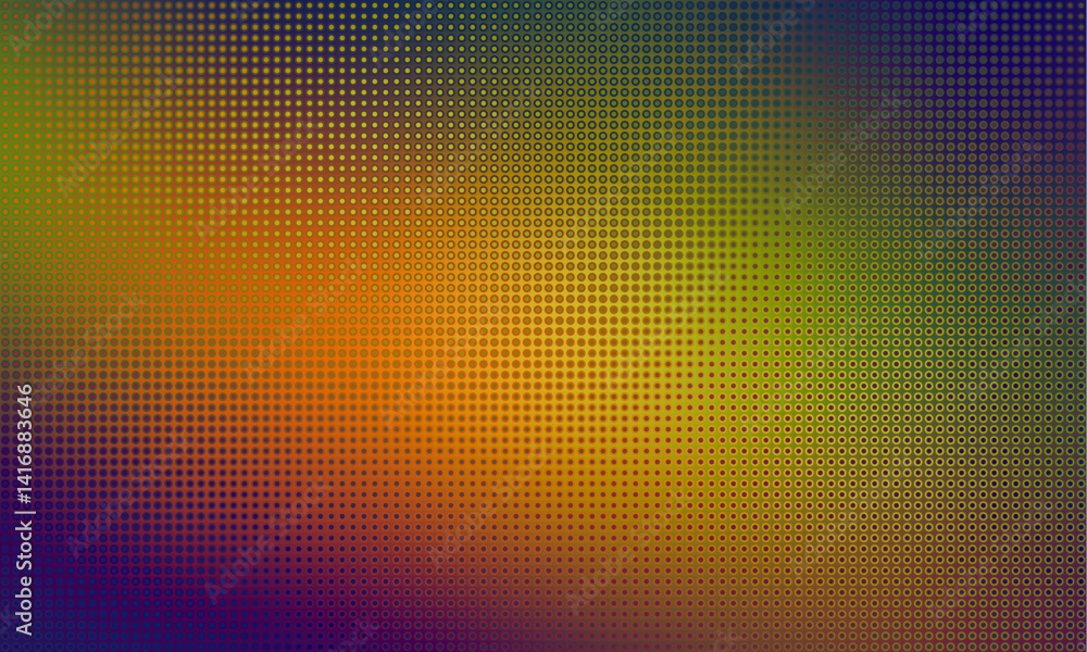 Poster Gradient with dark colors background with geometric halftone pattern.